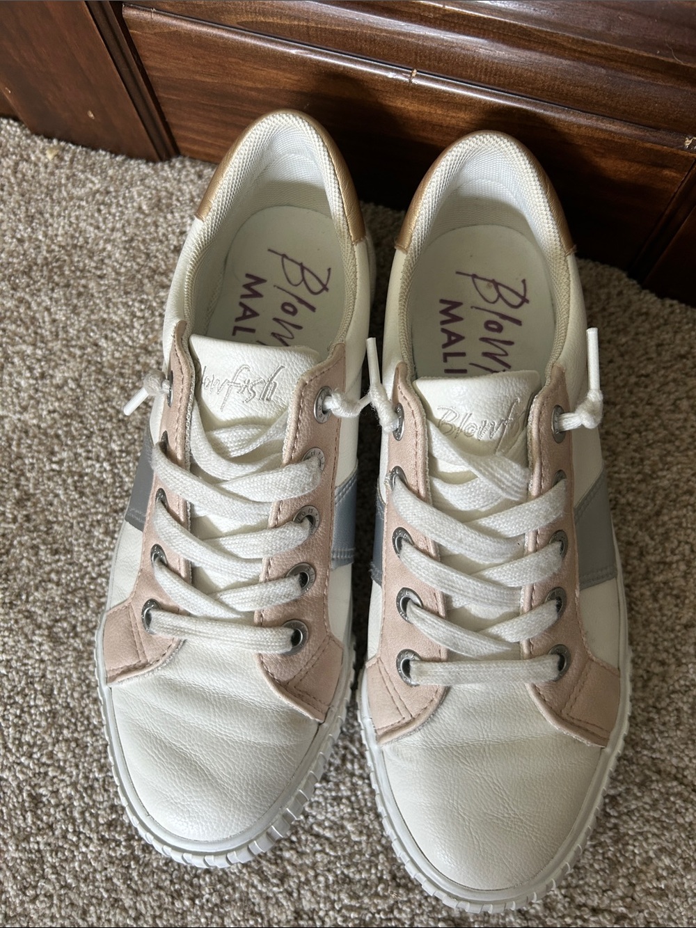 BLOWFISH Malibu White Sneakers with Rose Gold and Silver Accents - Picture 6 of 10